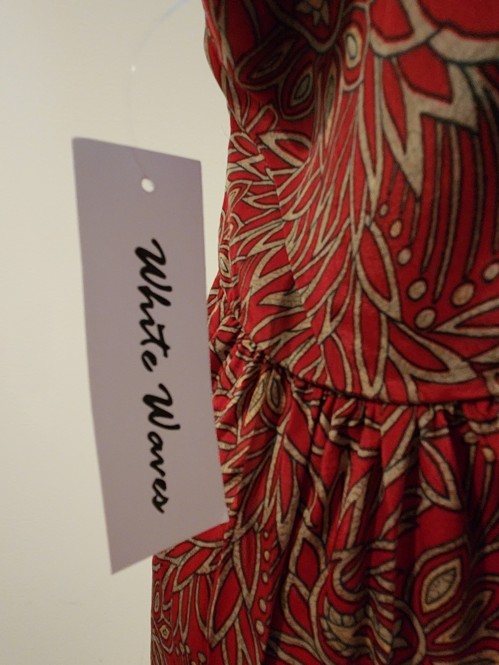 White Waves Boho Red Floral Tiered Maxi Skirt - Picture 7 of 8